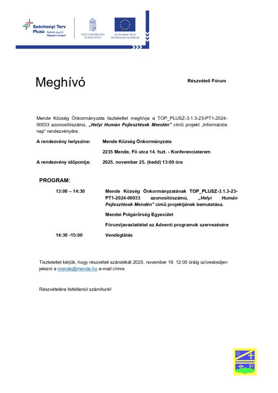 Meghívó a Részvételi Fórumra